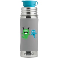 Edelstahl Sportflasche Sportverschluss 325 ml Monster grau
