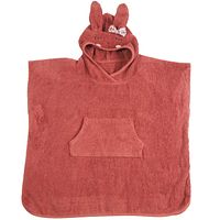 Kinder Badeponcho mit Kapuze rostrot  1-6 J
