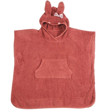 Kinder Badeponcho mit Kapuze rostrot  1-6 J