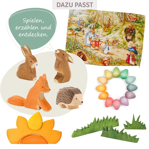 Spieltuch Seide Beatrix Potter Peter Hase Suchbild 53x74cm