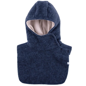 Warme Wollfleece Schlupfhaube dunkelblau