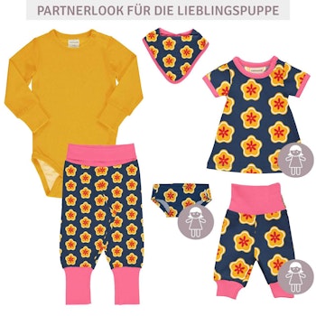 Puppenkleidung Unterhose Blumen navy