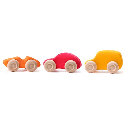6 bunte Holzautos