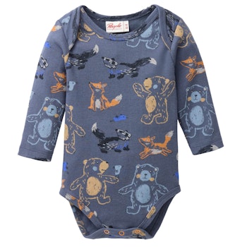 Anschmiegsamer Body langarm Waldtiere indigo