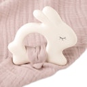 Vorschaubild Beißring aus Naturkautschuk mit Schmusetuch rose