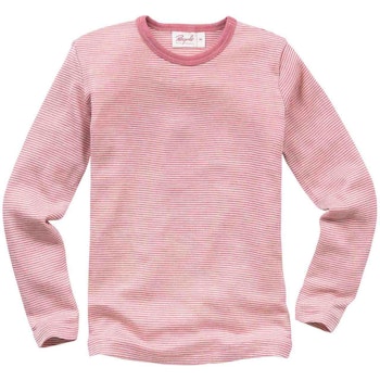 Langarmshirt Wolle Seide rosa gestreift