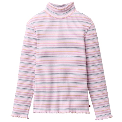 Geripptes Langarmshirt Stehkragen