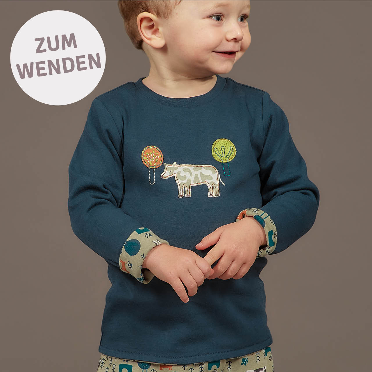 Navy orange Wendeshirt langarm Eisbären