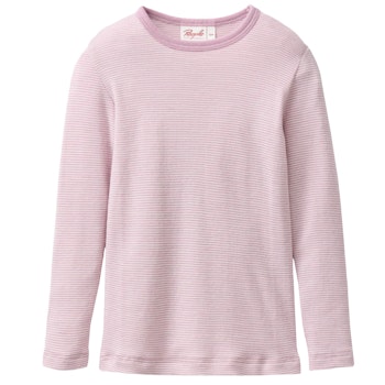 Langarmshirt Wolle Seide flieder gestreift