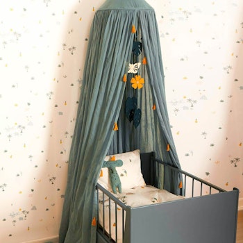 Baldachin für Kinder – Babybett Himmel - graugrün