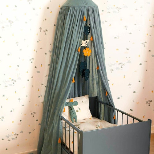 Baldachin für Kinder – Babybett Himmel - graugrün
