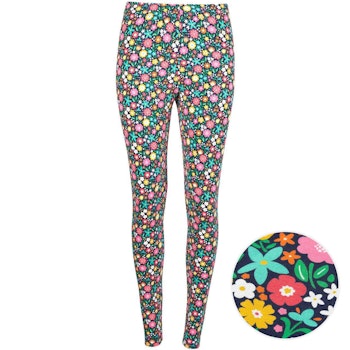 Damen Leggings Blumen indigo