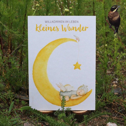 Nachhaltige Glückwunschkarte Mond zur Geburt