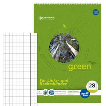 Spiralblock kariert mit Rand – Lineatur 28, DIN A4