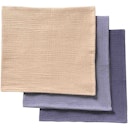 Vorschaubild Mulltuch 3er Pack 65 x 65 cm rauchblau, taubenblau, sand