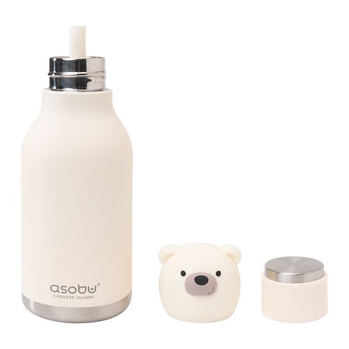 Bestie Bottle Edelstahltrinkflasche mit Trinkhalm Eisbär 460 ml