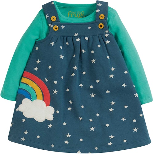 Mädchen Outfit Trägerkleid mit Langarmbody