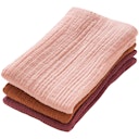 Vorschaubild Mullwaschlappen 3er Pack 25 x 25 bordeaux, zimt, rosa