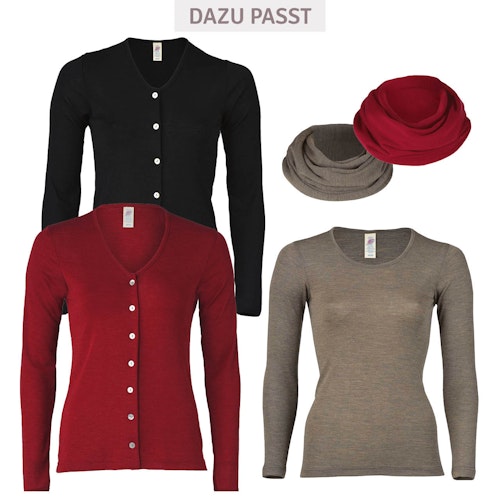 Damen Wolle Seide Langarmshirt