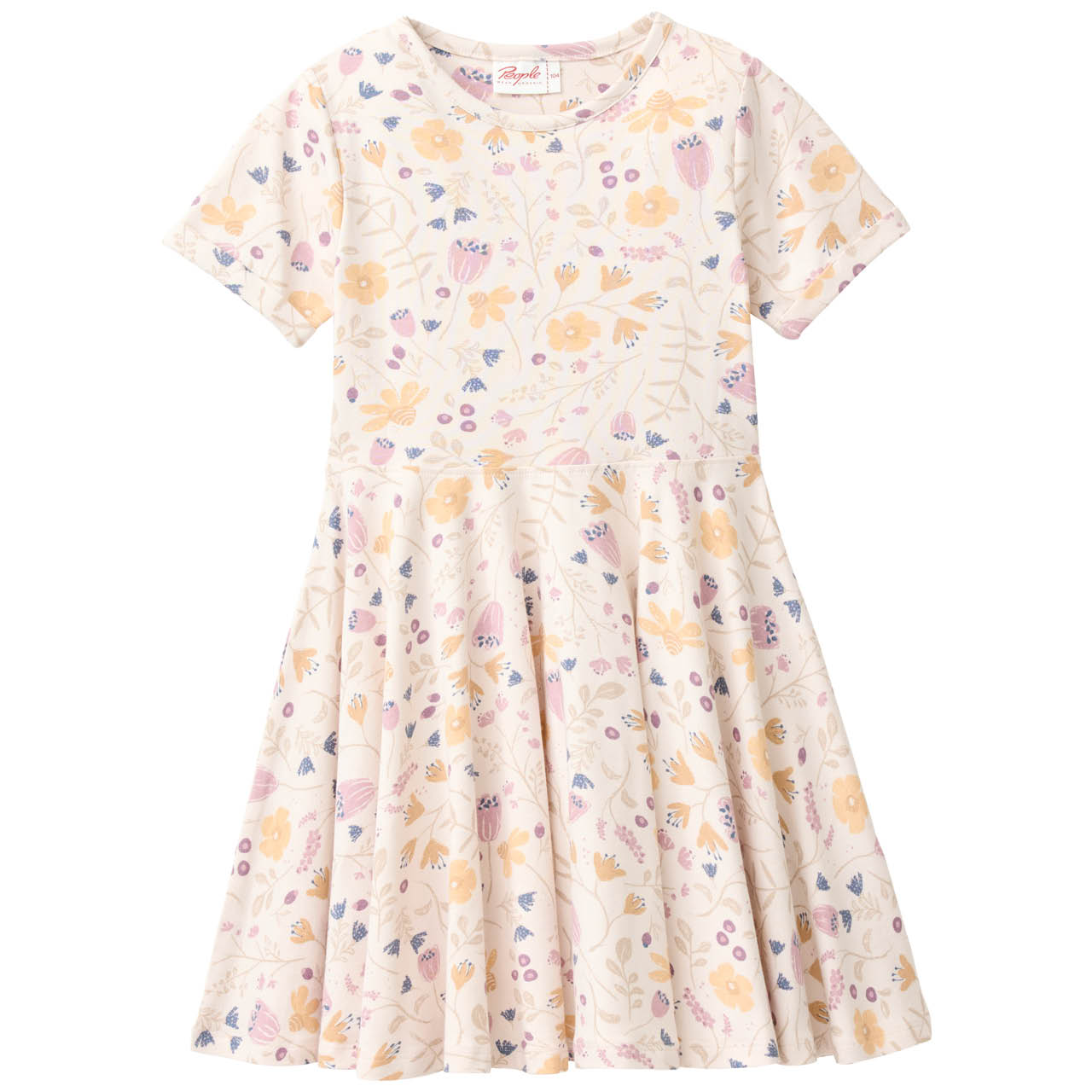 Sommerkleid kurzarm Blumen beige