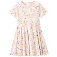 Sommerkleid kurzarm Blumen beige