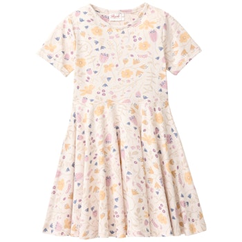 Sommerkleid kurzarm Blumen beige