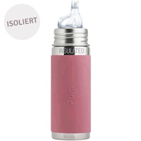 Isolierte Kleinkindflasche ab 6 Monate Trinklernaufsatz altrosa