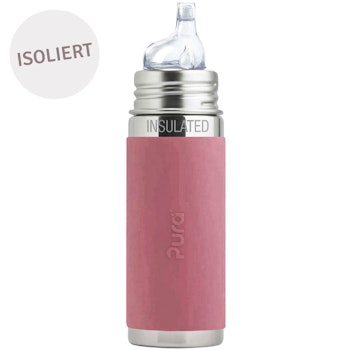 Isolierte Kleinkindflasche ab 6 Monate Trinklernaufsatz altrosa