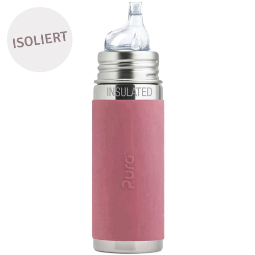 Isolierte Kleinkindflasche ab 6 Monate Trinklernaufsatz altrosa