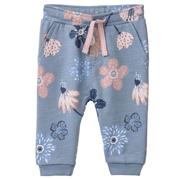 Weiche Sweathose große Blumen rauchblau