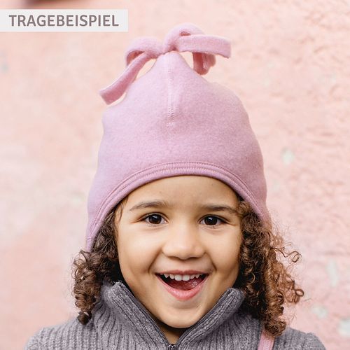 Wollfleece Babymütze Zipfel bergblau 74/80