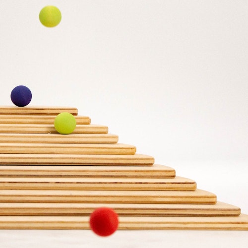 35 kleine Murmeln Holzkugeln bunt, mit Beutel