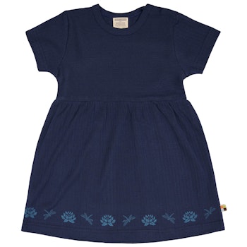 Dehnbares Kleid kurzarm Rippe marine