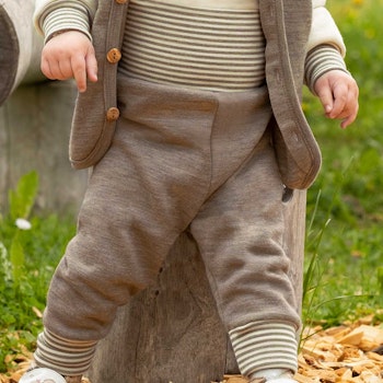 Babyhose 100% Wolle Bündchen braun-natur