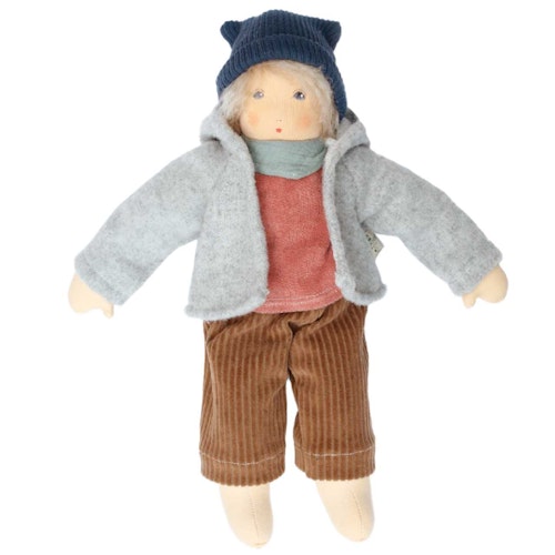 Bio Stoffpuppe Winterkind "Lovis" zum An- & Ausziehen 38 cm