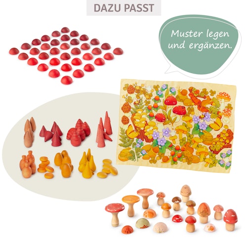 Spieltuch Seide Pilze Suchbild 53 x 71 cm