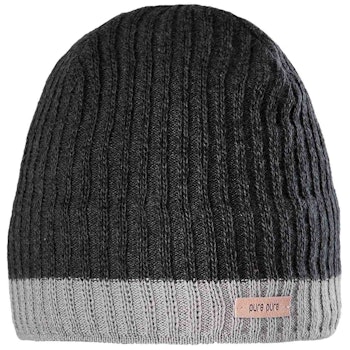 Herren Beanie Wolle-Seide Ohren-Wollfleece Band anthrazit