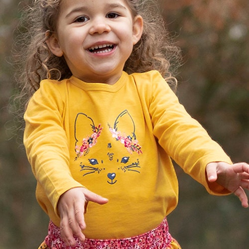 Langarmshirt mit Vogel Stickerei
