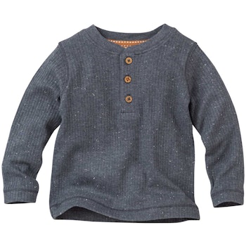 Dickeres Henley Langarmshirt rauchblau melange