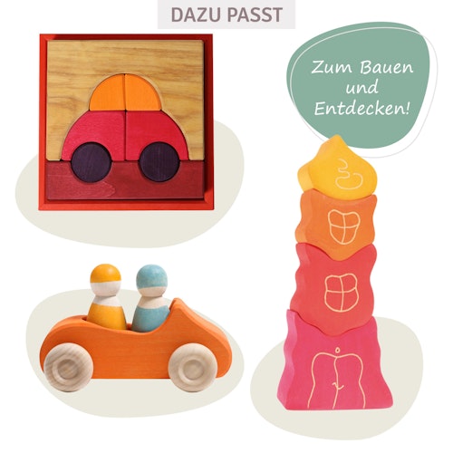 Bauspiel rot 8 Teile im Rahmen 18,6 x 18,6 cm