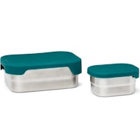 Edelstahl Brotdose für Schule & Freizeit grün Monster