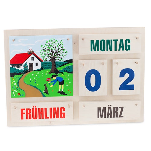Kalender aus Holz Jahreszeiten und Datum