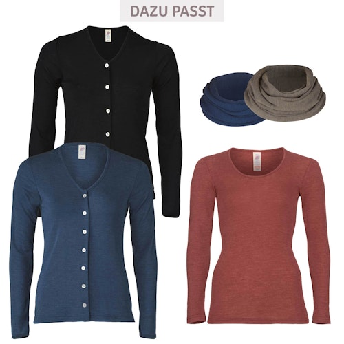 Damen Wolle Seide Langarmshirt