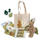 Vorschaubild Kuscheltier und Buch Hoch hinaus in Baumwolltasche