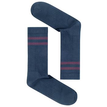 Tennissocken blau mit lila Streifen