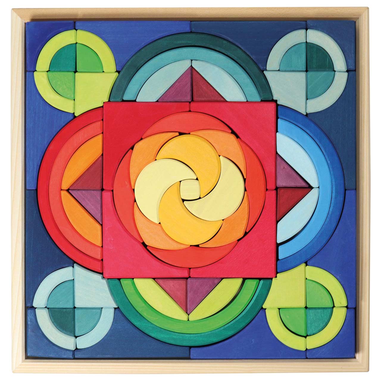 Baukasten Viereck Bögen 81 Teile im Holzrahmen (44,5cm)