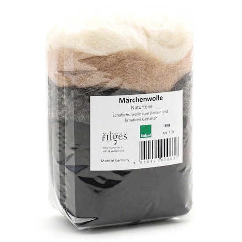 Märchenwolle zum Trockenfilzen, Naturtöne sortiert 50 g