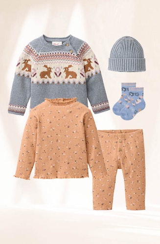 Edle Rippe Leggings Blümchen