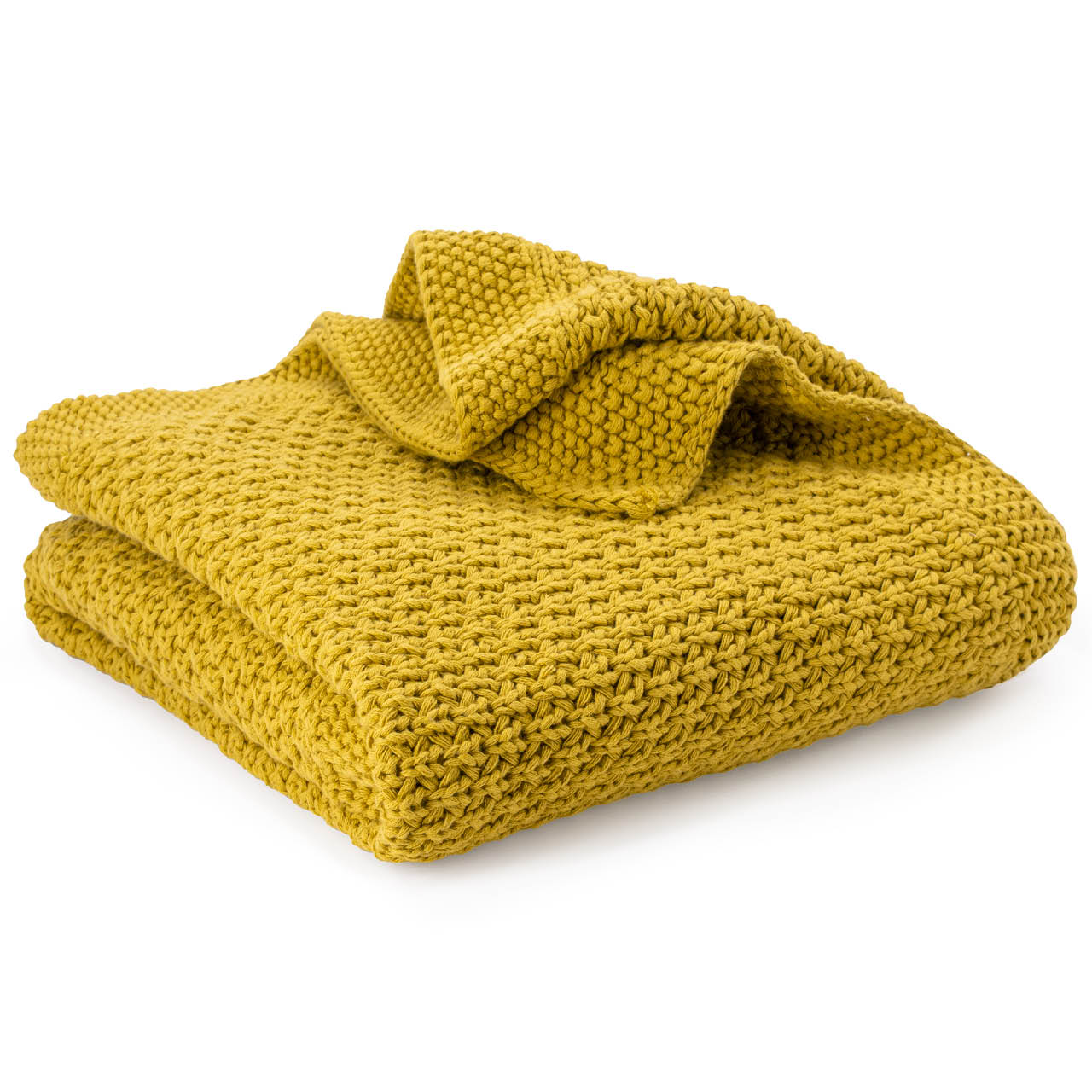 Edle Babydecke gestrickt senf Biobaumwolle