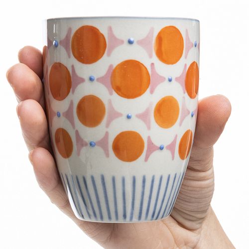 Becher RETROFLORIA Punkte orange 150 ml stapelbar